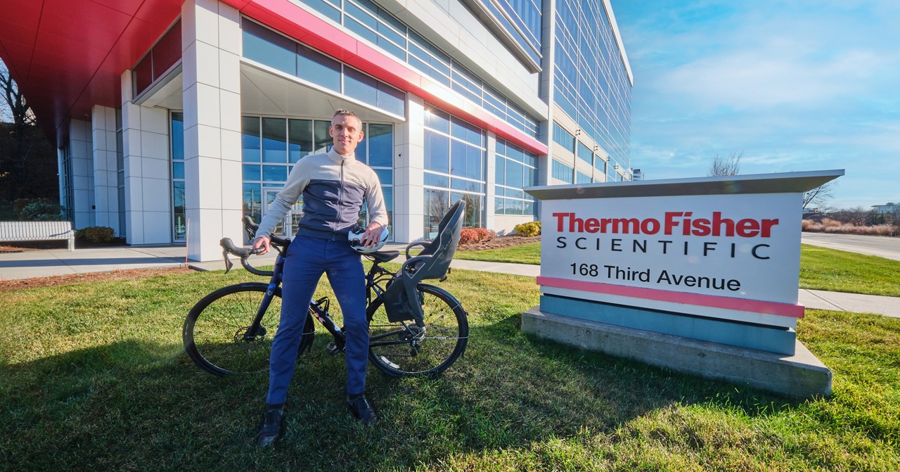 Environmental portrait of Matthew Yamatin, Global Sustainability Program Director. Thermo Fisher Scientific headquarters site 168 Third Ave, Waltham, MA 02451 USA
- lori.graham@thermofisher.com or mauricio.minotta@thermofisher.com for more information on Corporate Thought Leadership series of essays